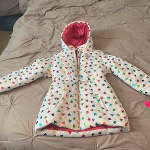 Betsey Johnson Puffer Jacket with Holographic Hearts